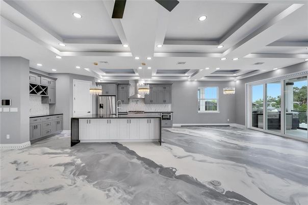 Interior, Kitchen, Marble, Recessed Lighting, Stainless Steel Appliances