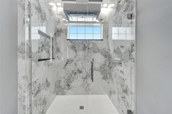 Bathroom, Glass Shower, Interior, Marble Walls