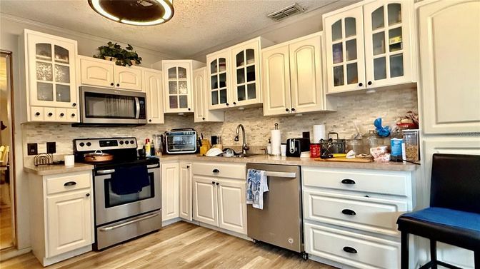 Interior, Kitchen, Stainless Steel Appliances, Wood Texture Flooring