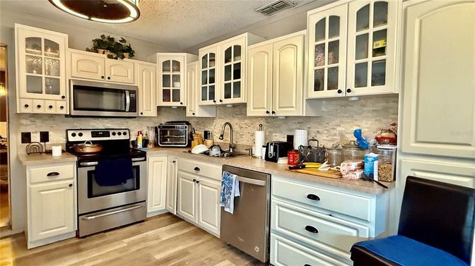 Interior, Kitchen, Stainless Steel Appliances, Wood Texture Flooring