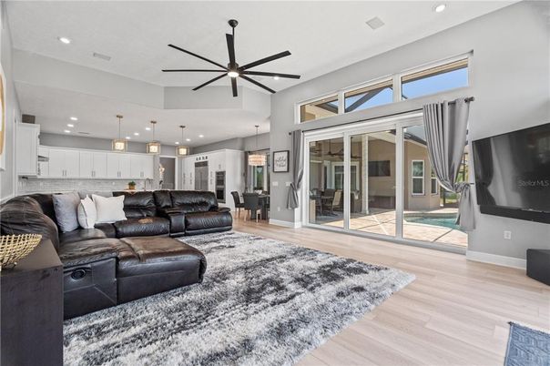 Dining room, Interior, Kitchen, Living room, Pendant Lights, Recessed Lighting, Wood Texture Flooring