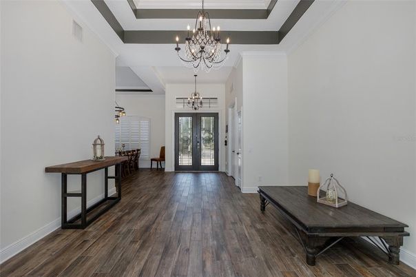 Chandelier, Interior, Wood Texture Flooring