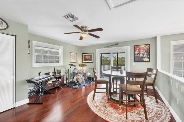 Dining room, Interior, Piano, Wood Texture Flooring