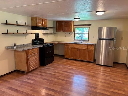 Interior, Kitchen, Stainless Steel Appliances, Wood Texture Flooring
