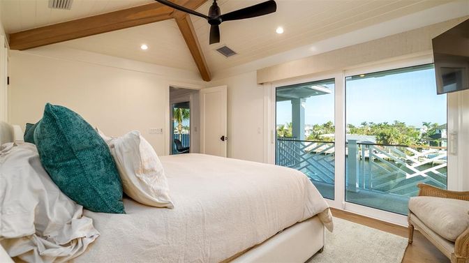 Bedroom, Interior, Recessed Lighting, Wooden Beams, Wood Texture Flooring