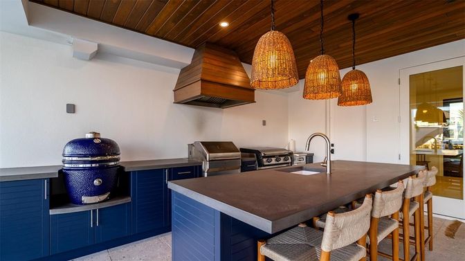 Interior, Kitchen, Pendant Lights, Recessed Lighting, Stainless Steel Appliances, Wooden Ceilings