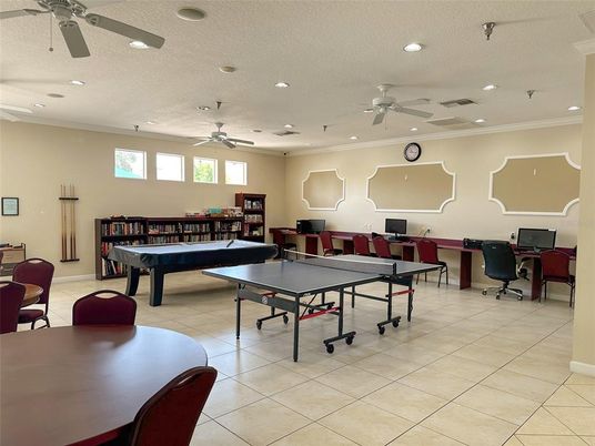 Billiard Table, Game Room, Interior, Recessed Lighting