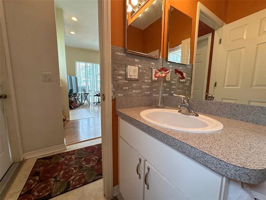 Bathroom, Interior, Recessed Lighting, Wood Texture Flooring