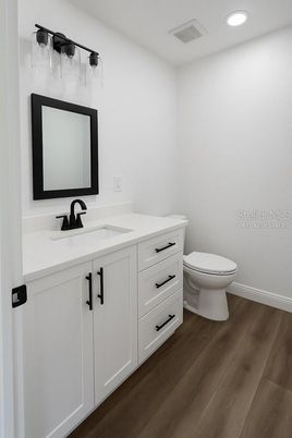 Bathroom, Interior, Recessed Lighting, Wood Texture Flooring