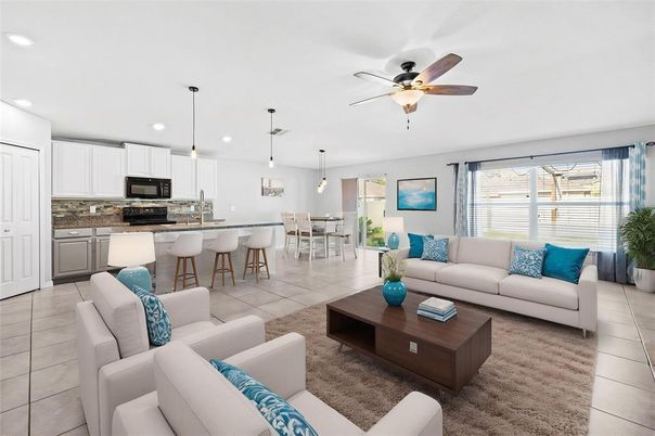 Dining room, Interior, Kitchen, Living room, Pendant Lights, Recessed Lighting, Stainless Steel Appliances