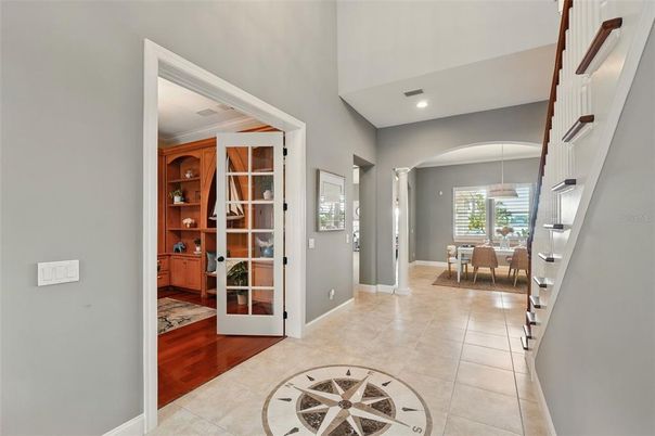 Dining room, Interior, Recessed Lighting, Wood Texture Flooring