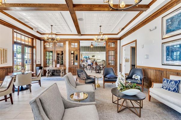 Chandelier, Dining room, Fireplace, Interior, Living room, Wooden Beams