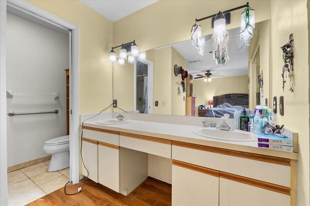 Bathroom, Dual Sink Vanities, Interior, Wood Texture Flooring