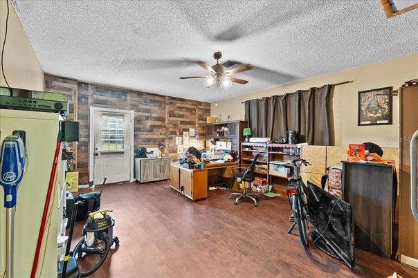 Home Office, Interior, Wood Texture Flooring, Wooden Walls