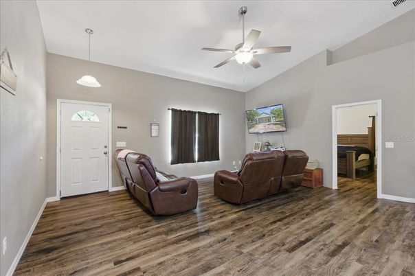 Interior, Living room, Pendant Lights, Wood Texture Flooring