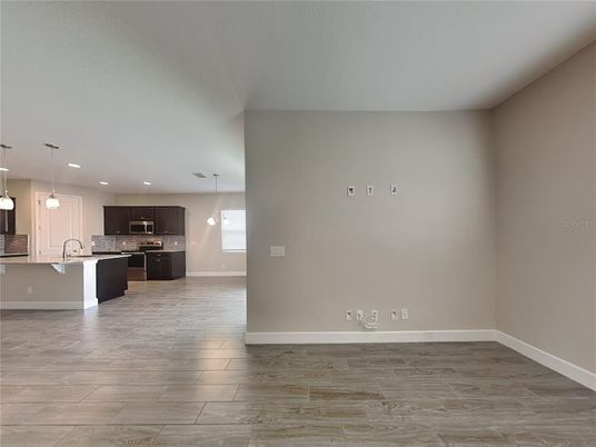 Empty room, Interior, Kitchen, Pendant Lights, Recessed Lighting
