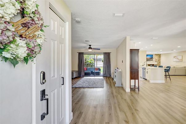 Interior, Kitchen, Recessed Lighting, Wood Texture Flooring