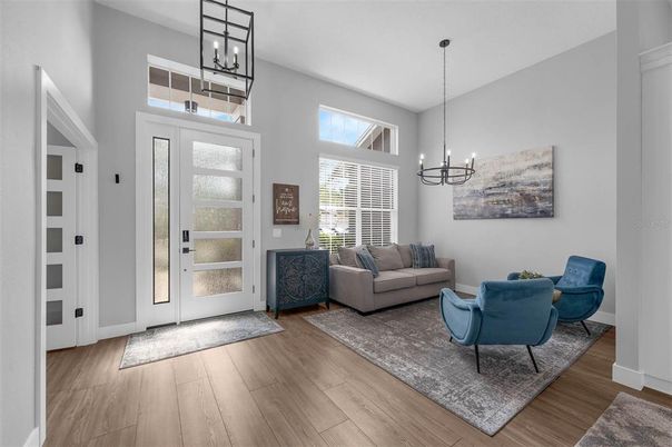 Chandelier, Interior, Living room, Pendant Lights, Wood Texture Flooring