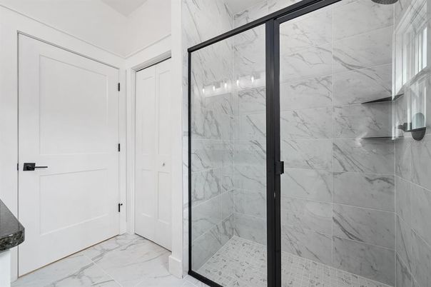 Bathroom, Glass Shower, Interior, Marble, Marble Walls