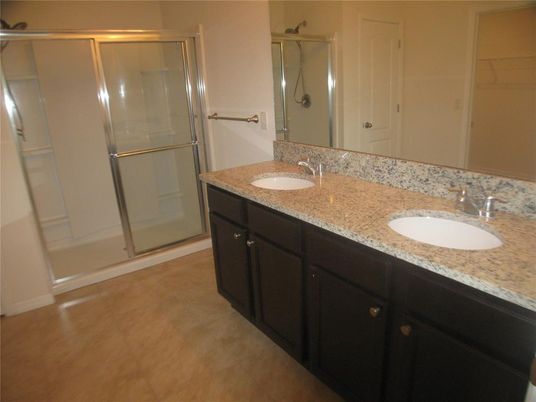 Bathroom, Dual Sink Vanities, Glass Shower, Interior