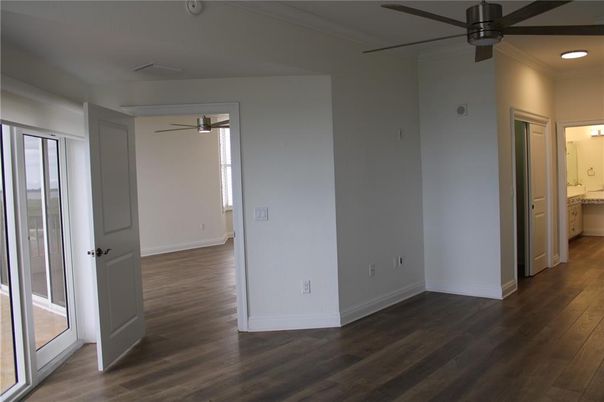 Bathroom, Empty room, Interior, Recessed Lighting, Wood Texture Flooring