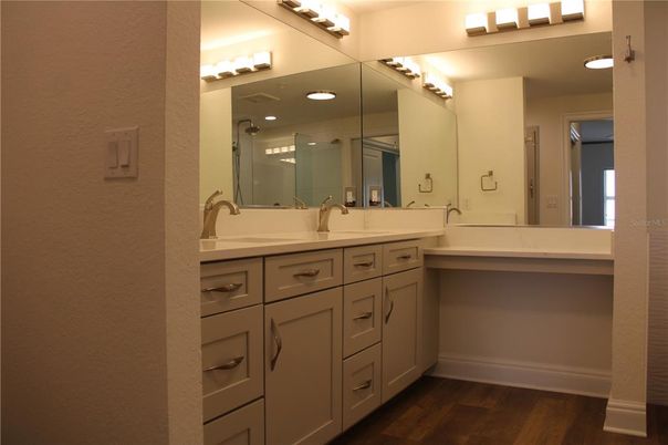 Bathroom, Dual Sink Vanities, Interior, Wood Texture Flooring