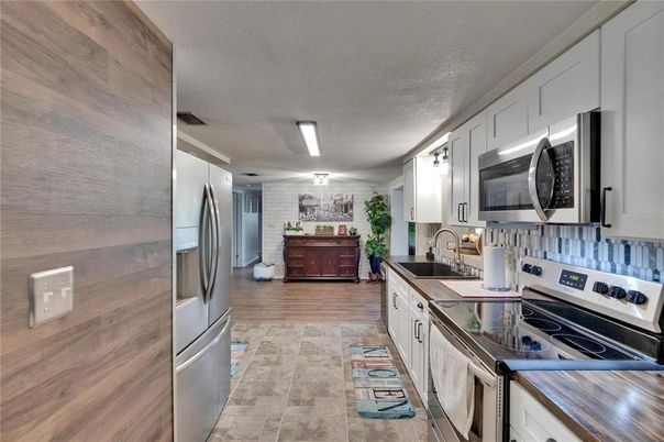 Interior, Kitchen, Stainless Steel Appliances, Wood Texture Flooring