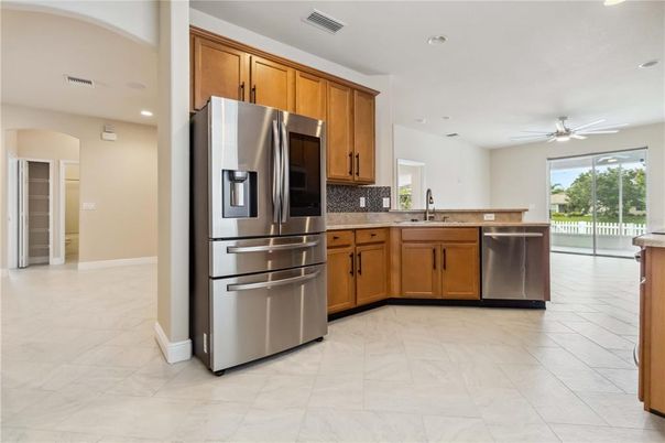 Interior, Kitchen, Marble, Recessed Lighting, Stainless Steel Appliances