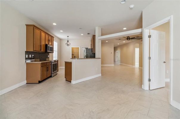 Interior, Kitchen, Marble, Pendant Lights, Recessed Lighting