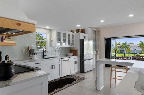 Interior, Kitchen, Recessed Lighting, Wood Texture Flooring