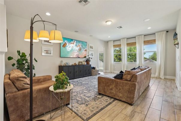 Interior, Living room, Recessed Lighting, Wood Texture Flooring