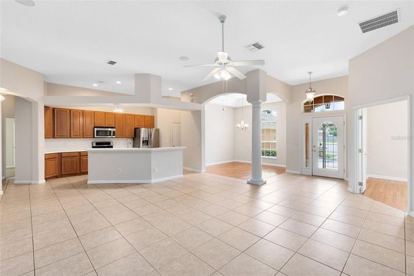 Chandelier, Interior, Kitchen, Pendant Lights, Recessed Lighting, Stainless Steel Appliances