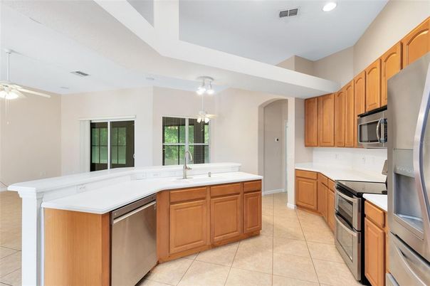Interior, Kitchen, Pendant Lights, Recessed Lighting, Stainless Steel Appliances