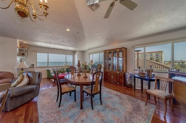 Chandelier, Dining room, Interior, Recessed Lighting, Water, Wood Texture Flooring