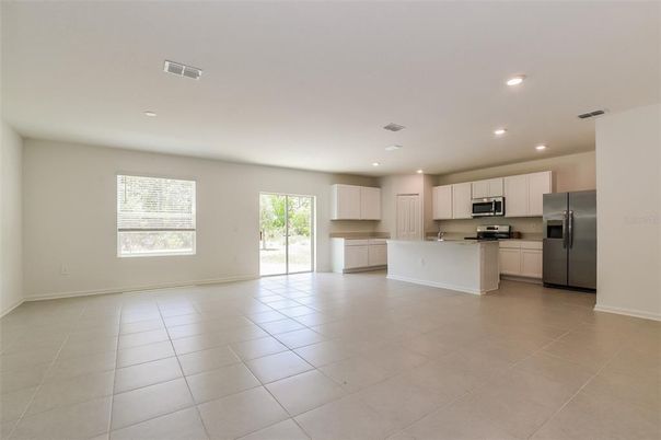 Empty room, Interior, Kitchen, Recessed Lighting, Stainless Steel Appliances