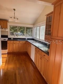 Interior, Kitchen, Pendant Lights, Wood Texture Flooring