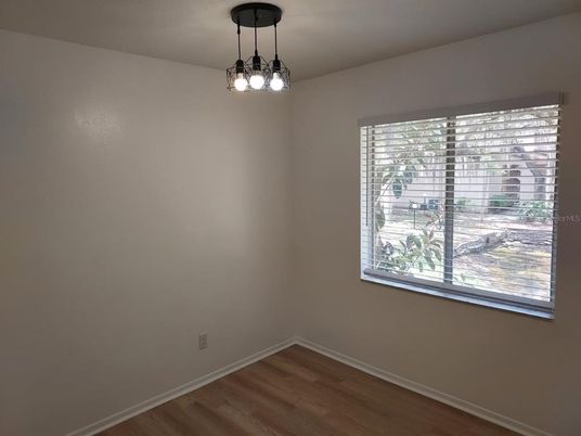 Empty room, Interior, Pendant Lights, Wood Texture Flooring
