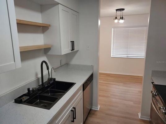 Interior, Kitchen, Pendant Lights, Wood Texture Flooring