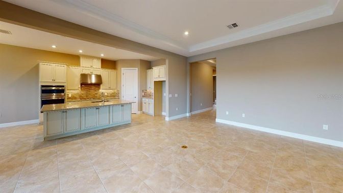 Empty room, Interior, Kitchen, Recessed Lighting, Stainless Steel Appliances