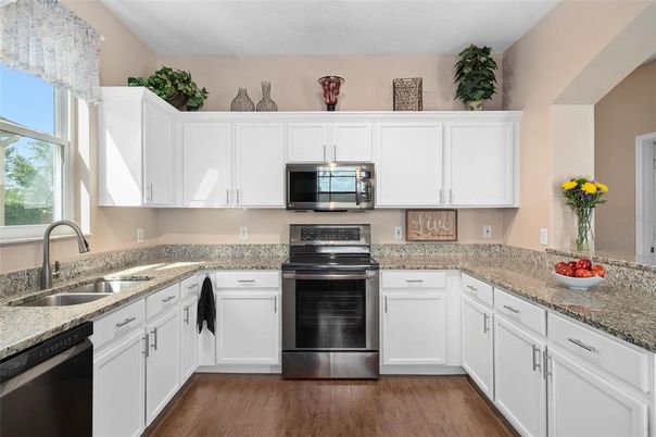 Interior, Kitchen, Stainless Steel Appliances, Wood Texture Flooring