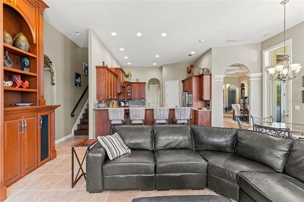 Chandelier, Dining room, Interior, Kitchen, Living room, Recessed Lighting