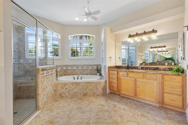 Bathroom, Dual Sink Vanities, Glass Shower, Interior, Recessed Lighting
