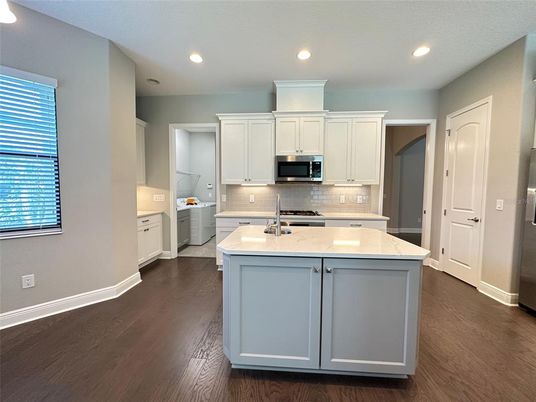 Interior, Kitchen, Recessed Lighting, Wood Texture Flooring