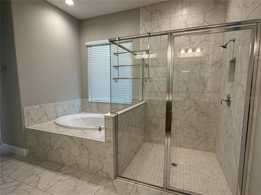 Bathroom, Glass Shower, Interior, Marble, Marble Walls, Recessed Lighting