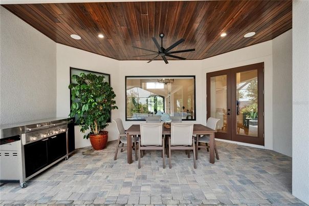 Dining room, Interior, Recessed Lighting, Wooden Ceilings