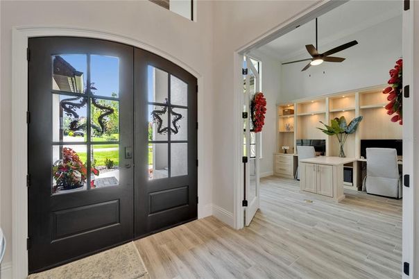 Home Office, Interior, Recessed Lighting, Wood Texture Flooring