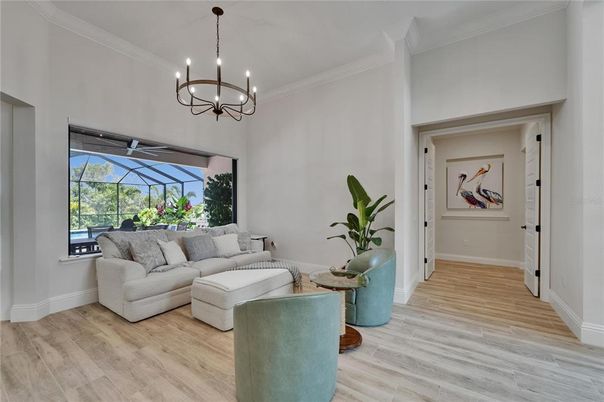 Chandelier, Interior, Living room, Wood Texture Flooring