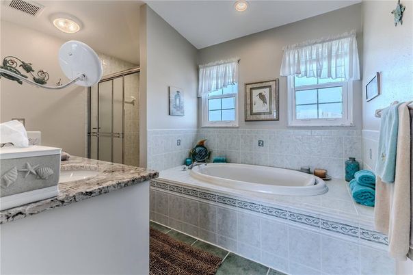 Bathroom, Dual Sink Vanities, Glass Shower, Interior, Recessed Lighting