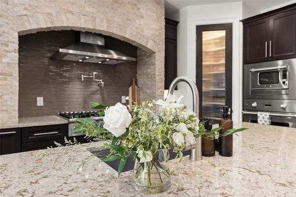 Interior, Kitchen, Stainless Steel Appliances, Stone Walls
