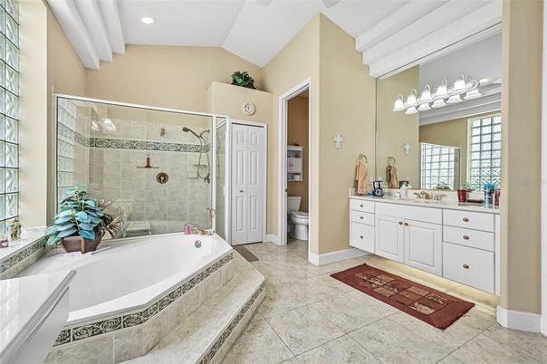 Bathroom, Dual Sink Vanities, Glass Shower, Interior, Recessed Lighting